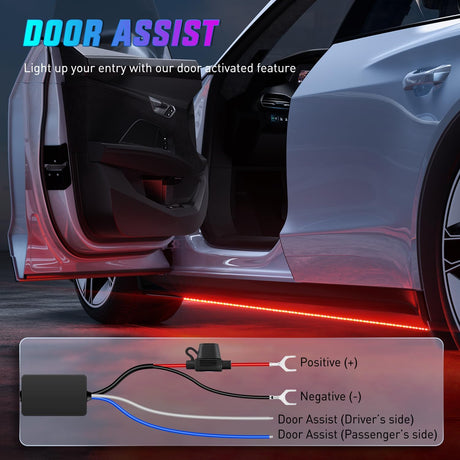 4Pcs Aluminum Underglow Neon Accent Strip Lights 396 LEDs Dream Color Door Assist Multi Mode Sound Active Function Music Modes with APP Remote Control Underbody Light Strips for Car Truck RV