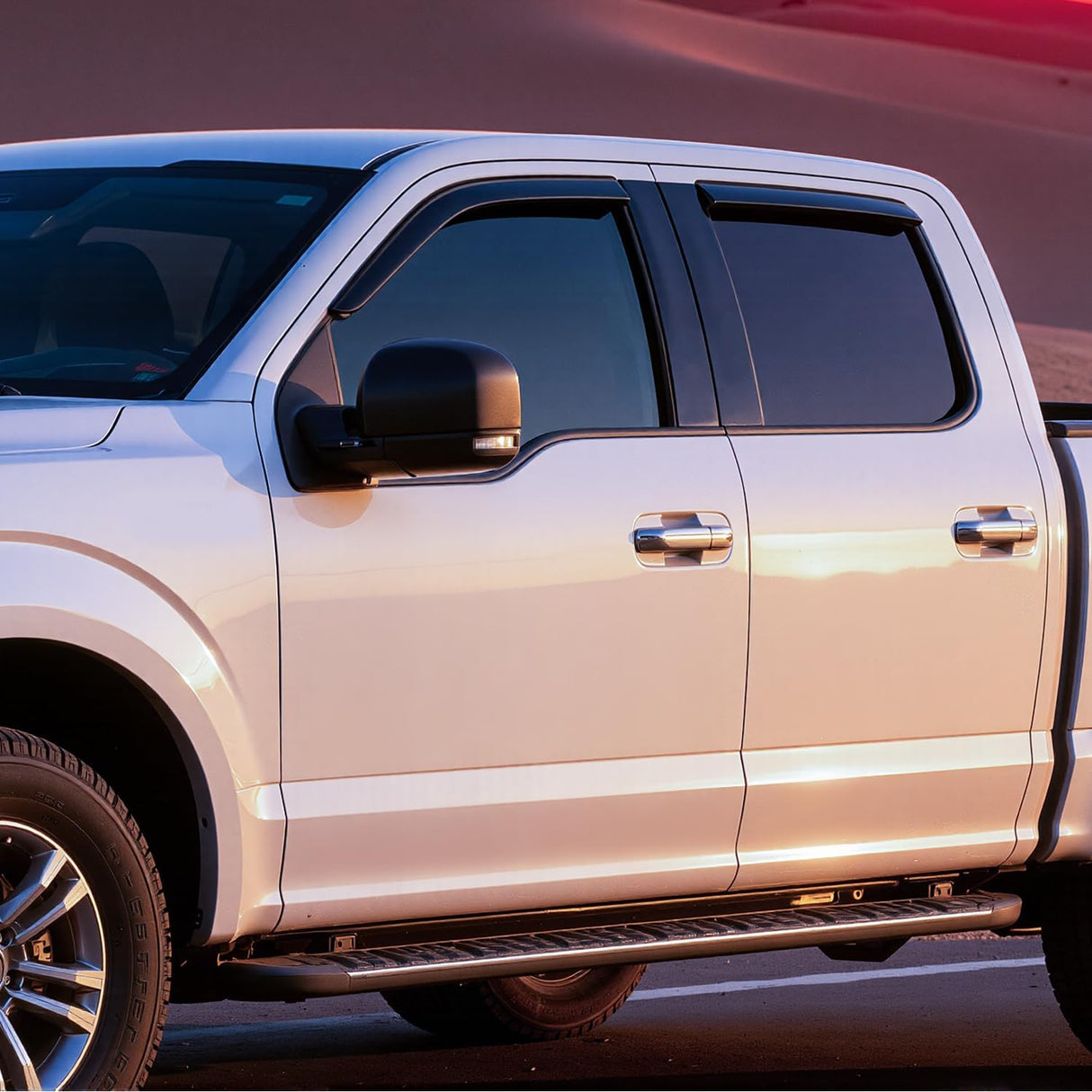 Rain Guards for 2015-2025 Ford F150 SuperCrew | For 2017-2025 Ford Raptor Crew Cab, 2017-2025 Ford F250 F350 F450 F550 Super Duty Crew Cab, Outside Mount Window Visor, 4PCS