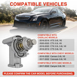 Aluminium Thermostat Housing Assembly Fit for Cadillac ATS CT6 CTS 2016-2019 CT5 20-23 Chevy Camaro Colorado 16-22 GMC Canyon 17-22 Engine Coolant Thermostat Housing for Car 15-81889 12678784