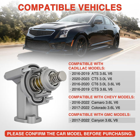 Aluminium Thermostat Housing Assembly Fit for Cadillac ATS CT6 CTS 2016-2019 CT5 20-23 Chevy Camaro Colorado 16-22 GMC Canyon 17-22 Engine Coolant Thermostat Housing for Car 15-81889 12678784
