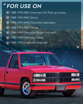 1988-1993 Chevrolet GMC C/K 1988-1993 Silverado Suburban Sierra Blazer Tahoe Yukon Headlight Assembly Smoke Housing Amber Reflector Nilight