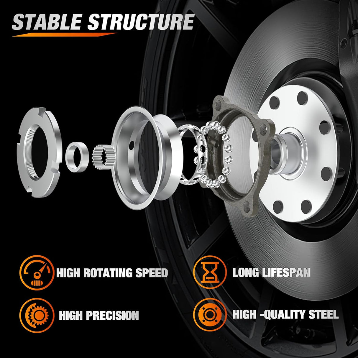 Front Wheel Bearing Hubs for 1999-2004 F-250 F-350 Super Duty, 4WD | For 2000 2001 2002 2003 2004 Ford F-250/F-350 Super Duty, Direct Replacement, Heavy-Duty Construction-2Pack