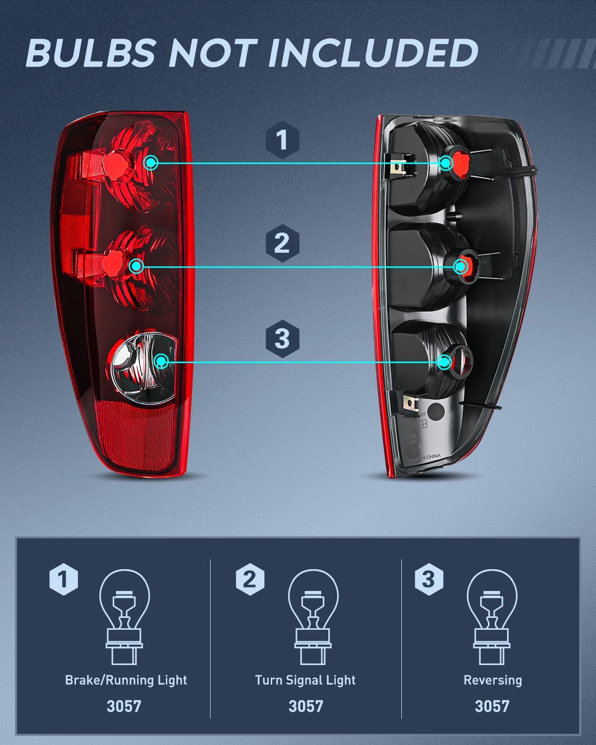 Headlight and Taillight Assembly Combo Compatible with 2004 2005 2006 2007 2008 2009 2010 2011 2012 Chevy Colorado GMC Canyon OE Style Chome Housing Amber Reflector with Red Tail Light