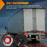 Trailer Tail Lights 2PCS 4Inch Round 16LED Red White Chrome | Frame Marker Clearance Stop Brake Reverse Backup Running Taillights IP67 Waterproof for Trailer Truck Pickup Camper RV