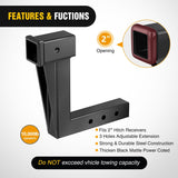 Trailer Hitch Extension Riser for 2 Inch Receiver with 10 Inch Rise Drop with Bolt Nut Clip 10,000 lbs Capacity Adjustable Extend 4.7 Inch 6.7 Inch 8.6 Inch Length Black Coated for Class I-VI Receivers