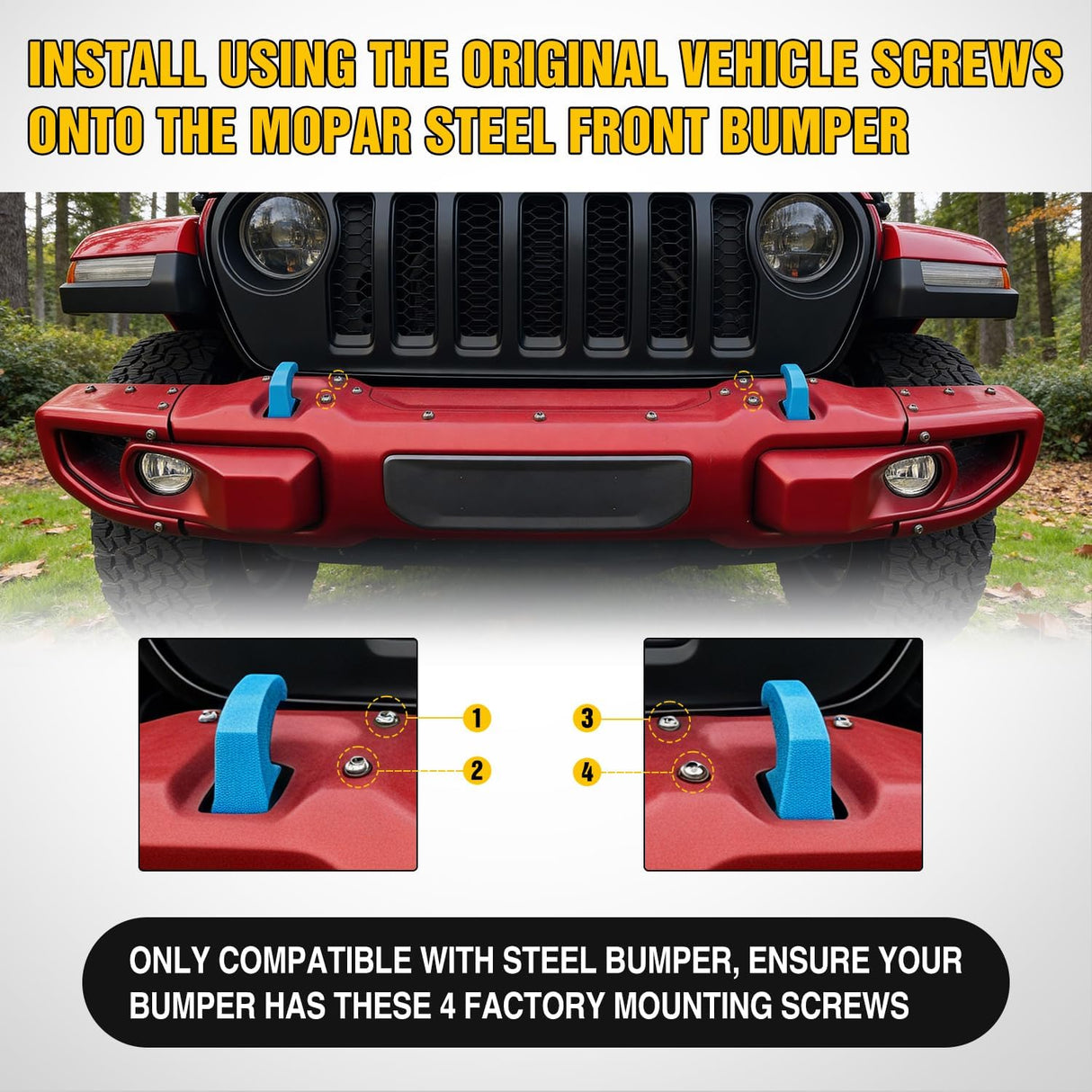 Front Brush Guard, Compatible with 2018-2025 Jeep Wrangler JL, 2019-2025 Gladiator JT, Steel Bar Grille Guard Fits Factory Rubicon Steel Bumper,3.12 inch Height to Clear Winch