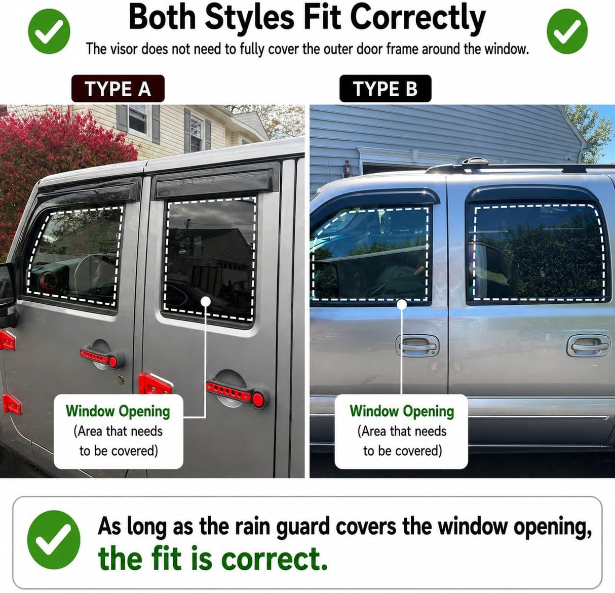 Tape on Window Visors for Dodge Ram 1500 Quad Cab 2019-2026, 4PCS | For New Body Quad Cab Only, Not for Crew Cab or Classic, Outside-Mount Rain Guards for Fresh Air Circulation, Smoke Tinted