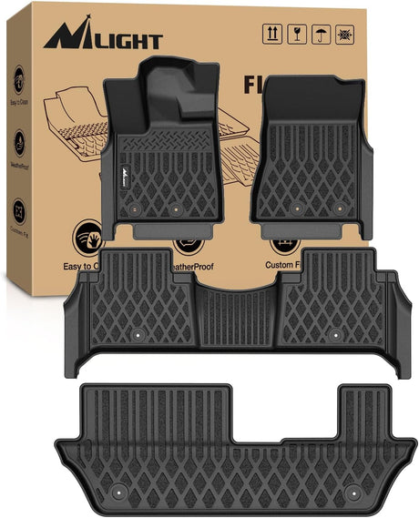 TPE Floor Mats for Nissan Armada 8 Seats/Infiniti QX80 2025 2026 All Weather Custom Fit Heavy Duty Floor Liners