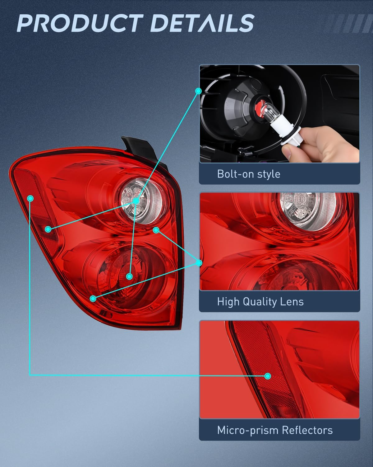 Taillight Assembly for 2010 2011 2012 2013 2014 2015 Chevy Equinox | Tail Light OE Style Rear Lamp Replacement Driver Side
