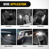 2 PCS White Color Wireless Magnetic LED Interior Lights | USB Rechargeable Universal Mini Sticky Footwell Ambient Atmosphere Reading Lamp with Touch Sensor, Portable Night Lighting