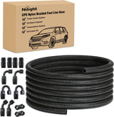 6AN 20FT CPE Fuel Hose Kit with 12PCS AN6 Fittings&Hose Separators | CPE Nylon Stainless Steel Braided Oil Gas Diesel Fuel Hose End Fitting Kit for Transmission Oil Cooler Vacuum Lines