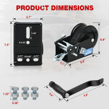 Boat Trailer Winch 3500 Lbs Hand Crank Winch Heavy Duty Boat Winches with 33Ft Strap Rope Hook Two Way Ratchet 4:1 8:1 Gear Portable Marine Manual Winch for Trailers Boat RV ATV Jet Ski Towing