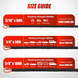 1/4 Inch x 50 ft Synthetic Winch Rope 9,000 LBS Winch Line Cable with Black Protective Sleeve Winch Line Ropes for ATV Winch with Synthetic Rope UTV Trailer Jeep Quad Polaris Winch Cable Orange