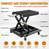Motorcycle Lift 1100 LBS ATV Scissor Lift Jacks with Dolly Wheels Crank Handle 5.1 Inch-15.7 Inch Hoist Stand Heavy Duty Steel Lifter Jack for Motorcycles Dirt Bike Garage Storage Repair Tool, Black