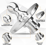 Fifth Wheel to Gooseneck Ball Adapter, Kingpin to 2-5/16 Inch Gooseneck Ball Towing Receiver Adapter for Trailer Tractor w/ 30,000lbs Max Load, Silver