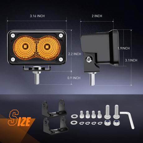 3Inch 1070LM Amber DRL Flood LED Pods (Pair) Nilight
