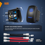 Power Rocker Switch Led Light Bar 5 Pin Laser On Off SPST Switches 20A/12V 10A/24V Blue with Jumper Wires Set for Cars Trucks Boats ATVs UTVs RVs