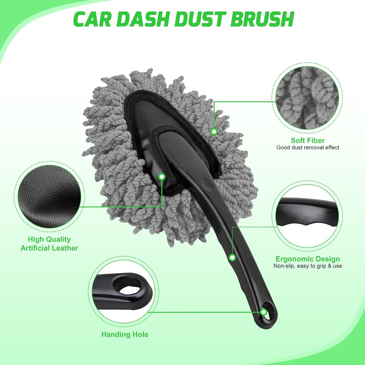 Automotive Tools 15PCS Car Detailing Kit Auto Cleaning Tools Wash Set with Storage Carry Bag Beginners Easy to Use for Interior Exterior Car Care Clean Windshield Dashboard Seat Air Vents Wheels Tires, Green