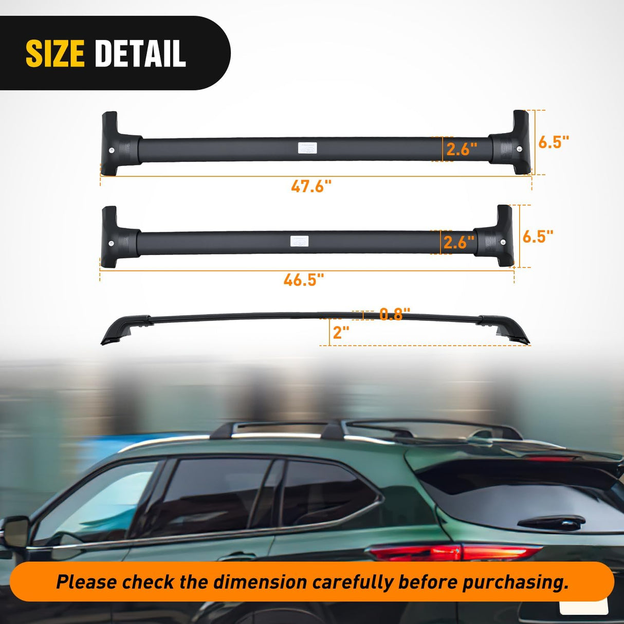 Roof Rack Cross Bars Compatible with Toyota Highlander 2020 21 22 23 24 2025 with Side Rails, Adjustable Aluminum Less Wind Noise Car Crossbars for Cargo Carrier Luggage Kayak Tent SnowboardX