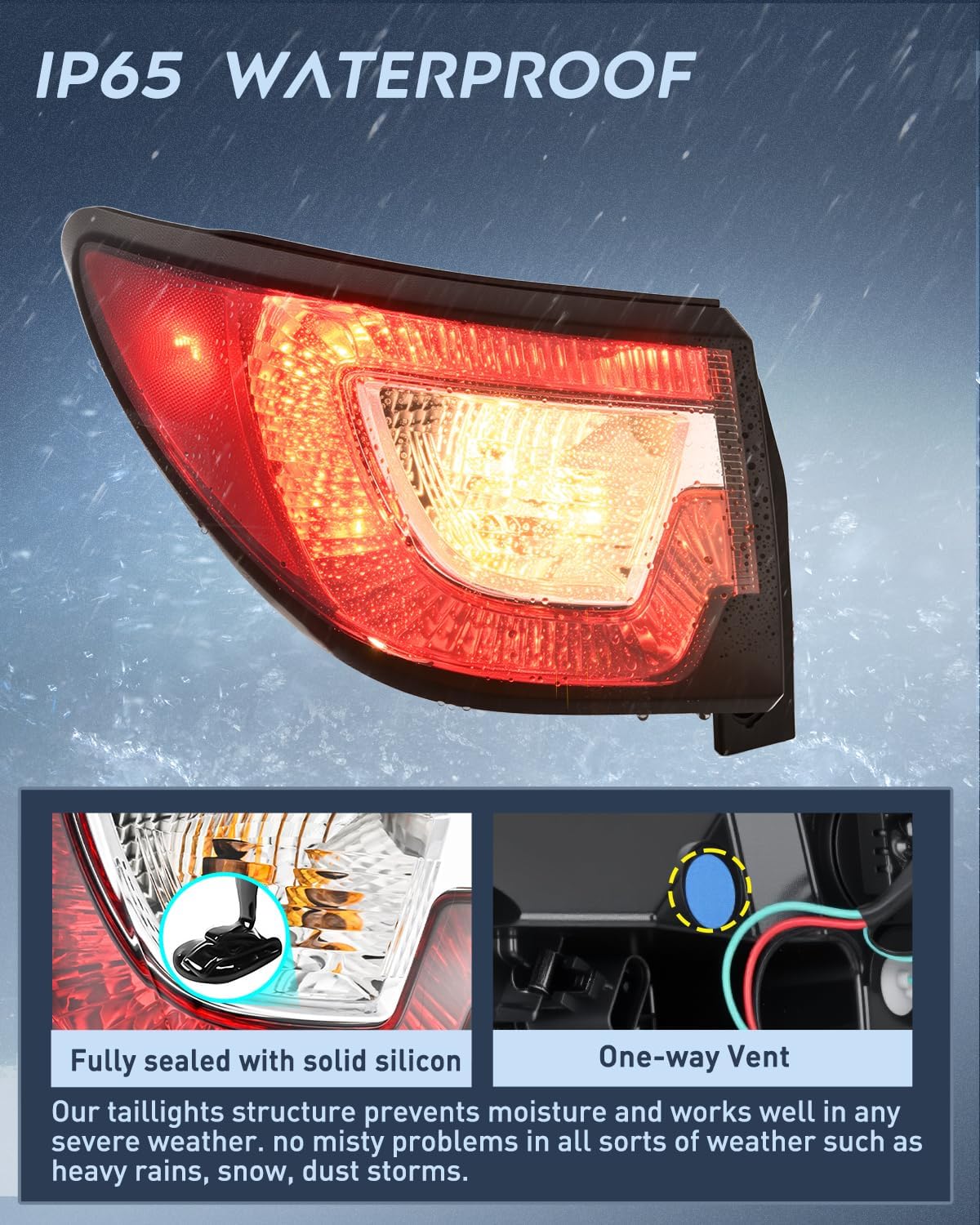 Taillight Assembly for 2013 2014 2015 2016 2017 Chevy Traverse | Outer Tail Light Replacement OE Style Driver and Passenger Side