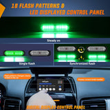 8PCS Led Strobe Lights with Controller 12V 24V Sync Feature Green Strobe Light 12 LED Surface Mount Emergency Hazard Warning Lights with Strobe Controller for Vehicle Car Truck RV ATV