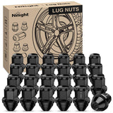 24PCS M14x1.5 Lug Nuts Compatible with 2015-2025 Ford F-150 | for 2015-2025 Ford Expedition/Lincoln Navigator One-Piece Solid Black Steel OEM Factory Wheel Nuts Replace