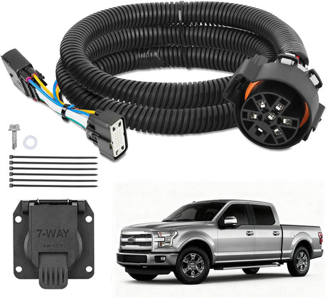 7 Pin Trailer Wiring Harness Kit 56413 Vehicle Standard 7 Way Connector Custom for 2015 2016 2017 2018 2019 2020 Ford F-150 Simple Fit Tow Hitch Harness