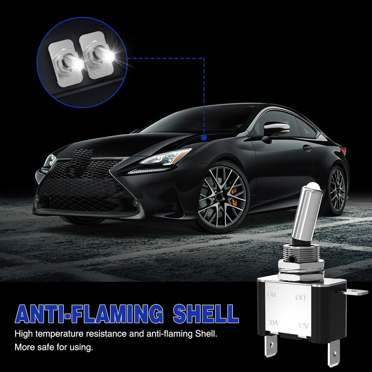 3PCS White LED Toggle Switches 12V 20A 3 Pin 2 Position ON Off SPST Heavy Duty Rocker Switch for Auto Car Marine RV Vehicles Truck Boat Dash