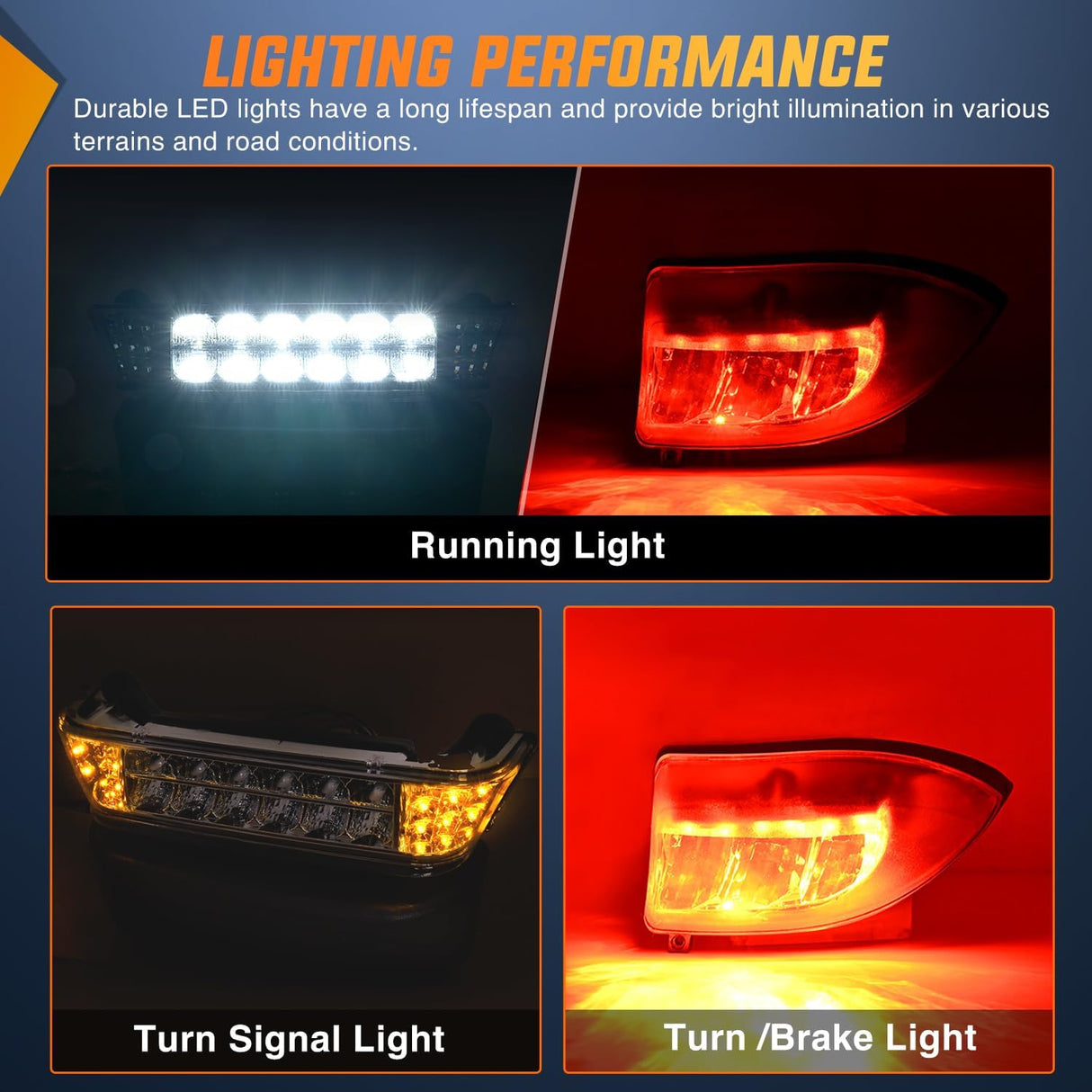 Golf Cart LED Light Kit 12V Stop Brake Turn Signal Club Car | Headlight Taillight Horn Waterproof Plug and Play Upgrade Kit for 2004-Up Club Car Precedent 2018-Up Tempo Electric Carts