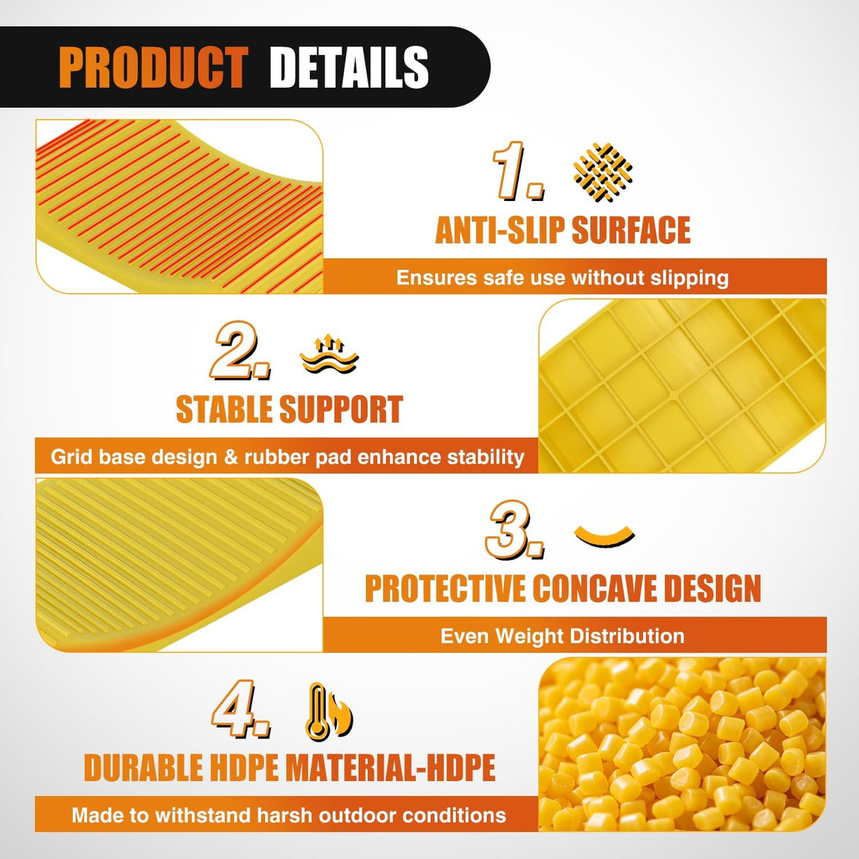 Tire Saver Ramps, 17.3 Inch RV Car Flat Spot Prevention Storage Pads, 4-Pack