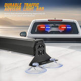 40LED Blue Red Emergency Strobe Traffic Advisor Light Bar with Suction Cups Dash Safety Warning Hazard Flashing Lights Interior Front/Rear Windshield for Trucks Construction Vehicles