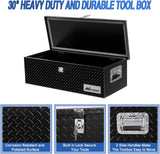 30 Inch Truck Tool Box Heavy Duty Aluminum Diamond Plate Truck Bed Toolboxes 30''X13''X9.6'' Waterproof Pick-Up Storage Tool Boxes for Bed of Truck RV Trailer with Side Handle Lock Keys, Black