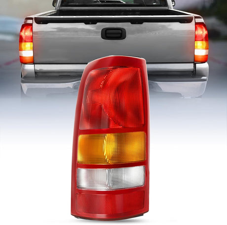 Taillight Assembly Compatible with 1999 2000 2001 2002 Chevy Silverado 1999 2000 2001 2002 2003 2004 2005 2006 GMC Sierra Tail Rear Light Fleetside OE Style Driver Side Red Border