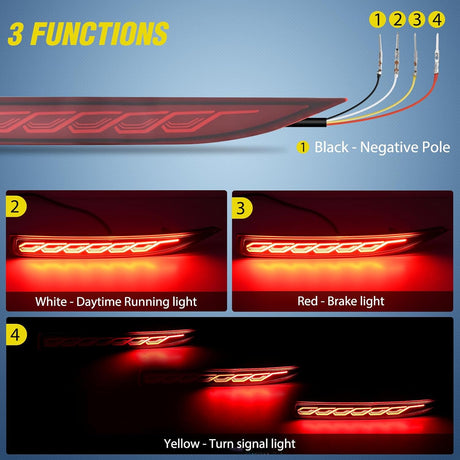 Rear Bumper Tail Light Compatible with 2019 2020 2021 2022 2023 2024 2025 Toyota Corolla Red Lens LED Reflector Bumper Lamp Brake Turn Signal Sequential Flashing Driving Taillights Replacement