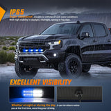 4PCS LED Strobe lights 12V 24V Sync Feature Blue White 24LED Emergency Hazard Warning Lights with Controller Hard Wire or Cigarette Lighter Plug for Car Truck RVs Campers