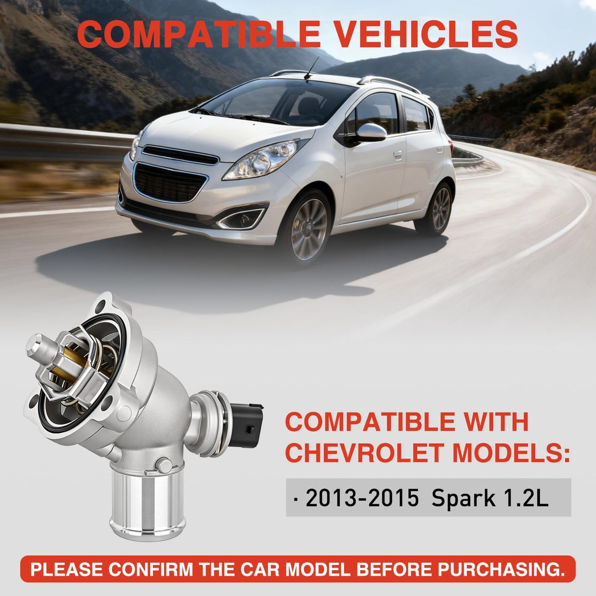 Aluminium Thermostat Housing Assembly Compatible with Chevrolet Chevy Spark 1.2L 2013 2014 2015 Engine Coolant Thermostat Housing for Car 96988257 25192923 902-753 131-189 9698-8257 2519-2923