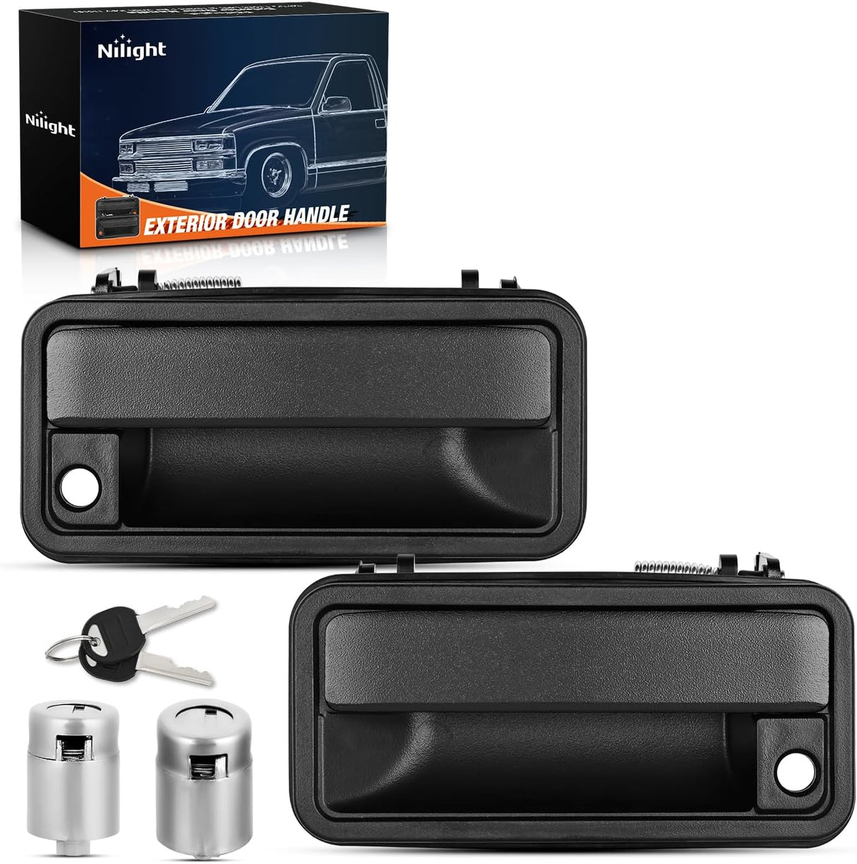 2PCS Exterior Car Door Handle Front Left Right with Lock Cylinder for 1988 89 90 91 92 93 94 Chevy,1992-1994 GMC Yukon C1500 C2500 C3500 K1500 K2500 K3500 Replaces#15742229,15742230,GM1310172