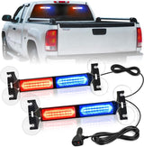 40LED Blue Red Emergency Strobe Traffic Advisor Light Bar with Suction Cups Dash Safety Warning Hazard Flashing Lights Interior Front/Rear Windshield for Trucks Construction Vehicles