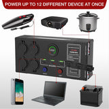 Mini Power Box 12V 24V DC Compact Design Distribution Box Plug & Play Multi Ports -2 Anderson, 3 USB, 3 USB-C, 4 Cig Sockets Perfect for Outdoors Camping Fishing RV 4Wd Caravans Emergency