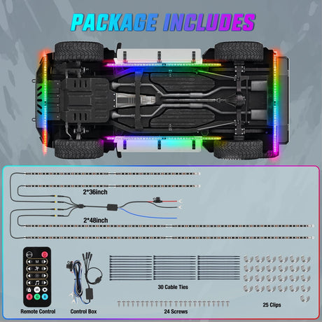 8Pcs Aluminum Underglow Neon Accent Strip Lights 396 LEDs Dream Color Door Assist Multi Modes Sound Active Function Music with APP, Remote Control Underbody Light for Car Truck RV