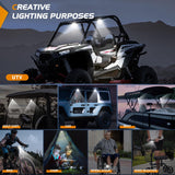 UTV Dome Light 2 PCS Spot Flood Combo Beam LED Interior Lights Universal 1.5”-2.0” Roll Bar Mount Lighting for ATV Can-Am Polaris RZR Dune Buggy Golf Cart Off-Road Vehicle Boat