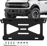 Front License Plate Bracket fit for Ford Bronco 2/4 Door 2021-2026 | for 2021-2025 2026 Steel License Plate Mounting Holder for Heavy-Duty Modular Bumper no Drilling Required Rattle-Free Black