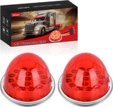 Watermelon Light 17 LED Triple Function 2PCS Red Lens Stainless Steel Bezel Marker Clearance Strobe Brake Lights 4 Plug IP68 Waterproof for Trailer Truck Pickup Camper RV ATV UTV Boat