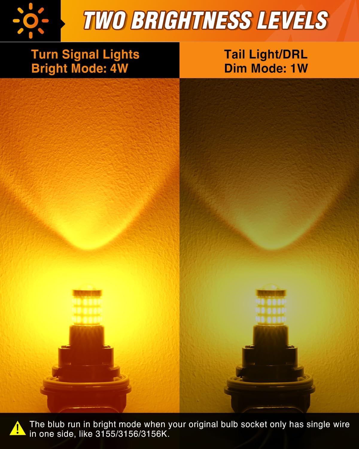 57LEDs Amber Yellow 3156 3056 4157 3057 3157 LED Bulbs (Pairs) Nilight