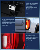 Taillight Assembly Compatible with GMC 2019 2020 2021 2022 2023 2024 Sierra 1500 LED Type Tail Lights 2020-2024 Sierra 2500HD 3500HD Rear Lamp Replacement Passenger Side