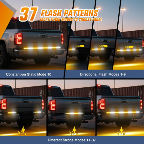 49 Inch Emergency Strobe Light Strips with Controller, 288LED Flashing Warning Hazard Safety Rear Window Tailgate Lights for Truck Trailer Construction Plow Pickup SUV Vehicle, Amber White