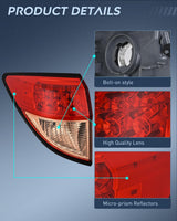 Taillight Assembly Compatible with 2016 2017 2018 Honda HRV Red Pink Tail Light OE Style Rear Outer Lamp Replacement Driver Side