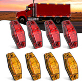 2.5 Inch Oval Side Marker Clearance Light 2 LED 4 Amber & 4 Red 80LM High Lumen Waterproof Surface Mount 12V Direct Wire for Truck Trailer Boat RV Semi