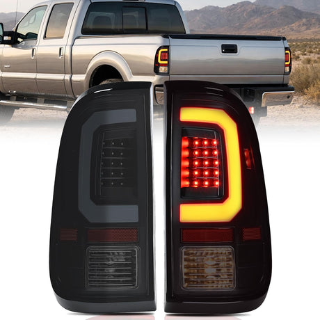 Taillight Assembly Compatible with 2008 2009 2010 2011 2012 2013 2014 2015 2016 Ford F250 F350 F450 Super Duty Incandescent Type Upgrade LED Tube Tail Lights Rear Brake Lamps