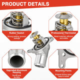 Aluminium Thermostat Housing Assembly Fit for Chevy Silverado Suburban Tahoe Cadillac CTS Buick Rainier GMC Sierra Yukon H2 Engine Coolant Thermostat Housing 15-11057 12600172 1510412 12571261